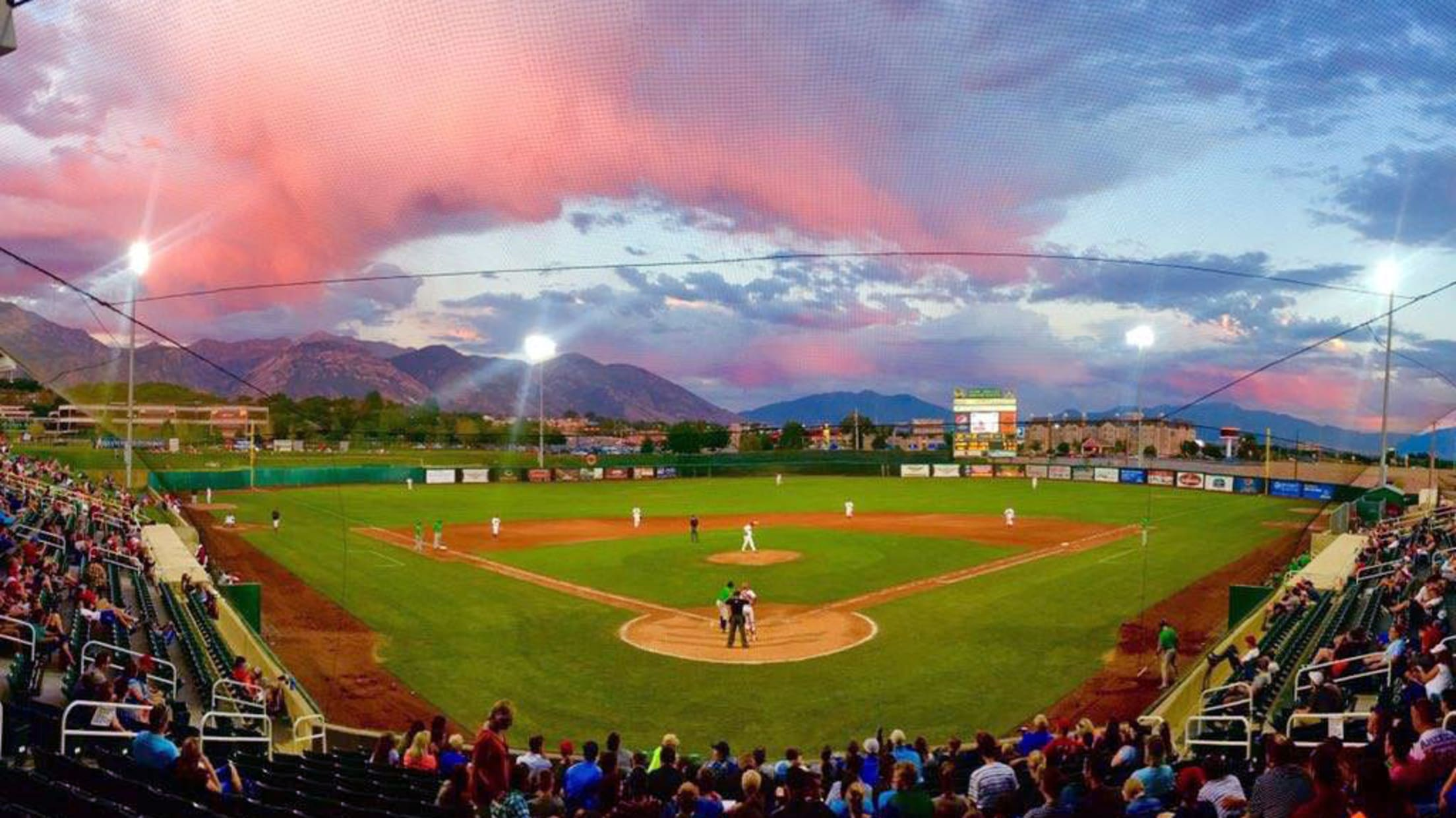 Orem Owlz ballpark at sunset